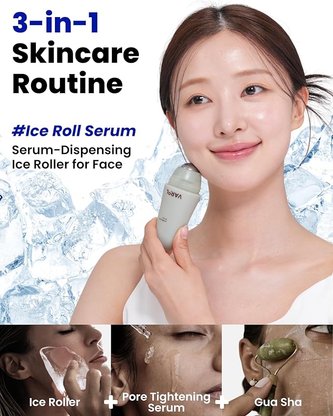 Ice Roll Serum | Cooling & Hydrating Roll-On Serum for Face, Puffy Eyes, Tannin & Panthenol for Pore Minimizing, Soothing, Facial Roller for Depuffing, Under Eye Bag Treatment | Korean Skin Care-Velvo Beauty