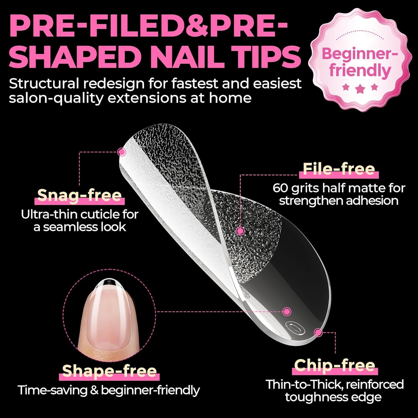 UNA GELLA Extra Short Almond Nail Tips Full Cover 504PCS Gel Nail Tips Short Almond Shaped Nails Tips Soft Gelly Gel Clear Fake Nails Tip for Acrylic Nail Tip Soak Off Home DIY Salon Nails 12 Sizes-Velvo Beauty