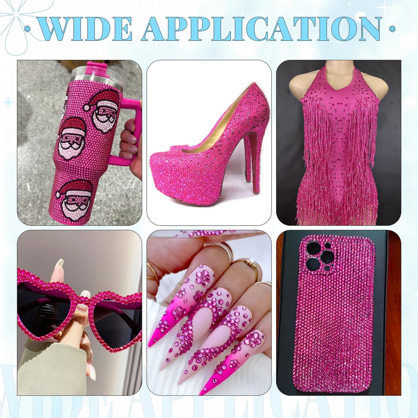 6000Pcs Resin Rhinestones for Bedazzling with 3Pcs B7000 Jewelry Glue, 1 Box Hot Pink Flatback Rhinestones for Crafting Crafts DIY, Crystals Gems for Clothing Shoes Tumblers Nail Art Makeup-Velvo Beauty