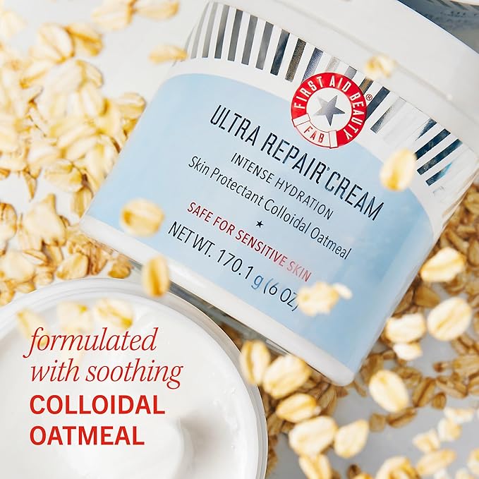 First Aid Beauty - Ultra Repair Cream, Intense Hydration Whipped Colloidal Oatmeal, Clinically Proven to Strengthen Skin Barrier in 7 Days & Helps Relieve Eczema, Luxury Face & Body Moisturizer, 12 oz-Velvo Beauty