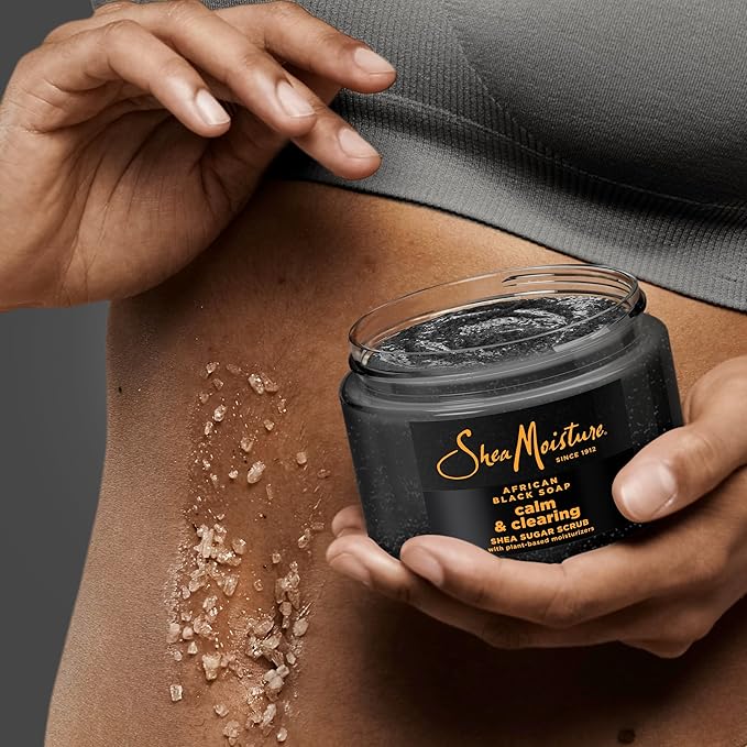 SheaMoisture Sugar Body Scrub African Black Soap for healthy, glowing skin African black soap with 24h shea moisture nutrients 12 oz-Velvo Beauty