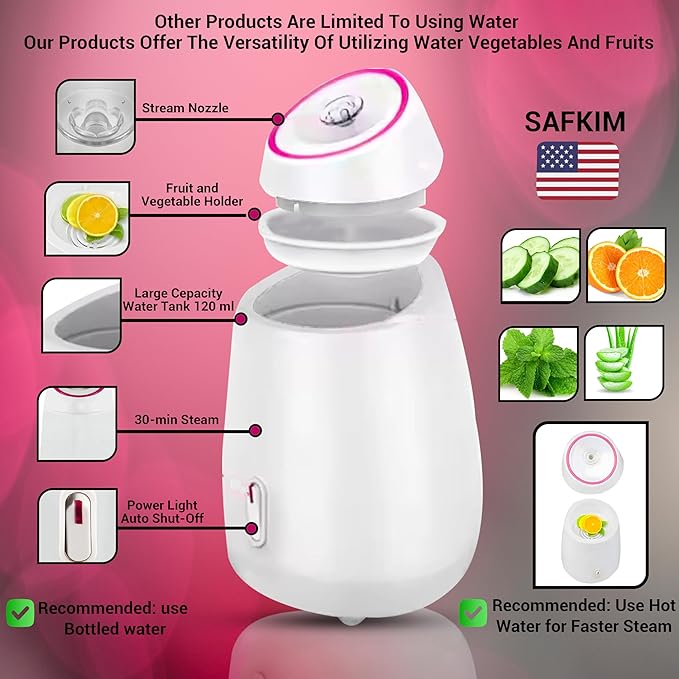 Facial Steamer and Ice Roller – 3-in-1 Nano Ionic Spa Kit for Deep Hydration and Pore Cleansing – Home Facial Care Set,auto Shut Off-Velvo Beauty