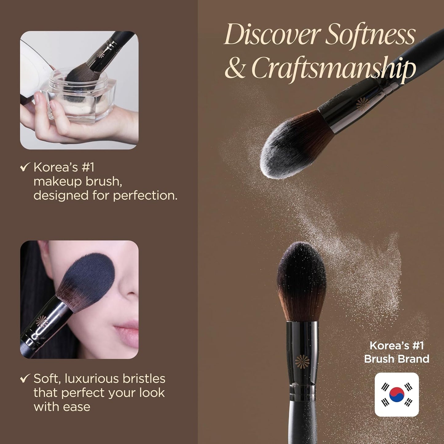 Piccasso 133 Fixing Powder Brush – Soft Synthetic Bristles for Setting Powder, Smooth and Flawless Face Makeup, Gentle Coverage for Pores and Texture, Korean Professional Makeup Brush for Daily Use-Velvo Beauty