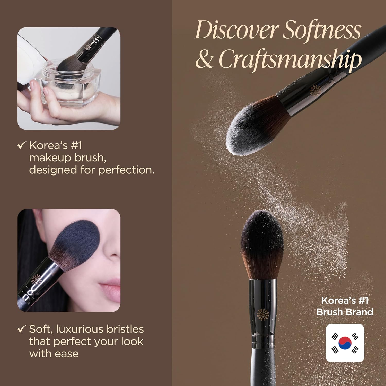 Piccasso 133 Fixing Powder Brush – Soft Synthetic Bristles for Setting Powder, Smooth and Flawless Face Makeup, Gentle Coverage for Pores and Texture, Korean Professional Makeup Brush for Daily Use-Velvo Beauty