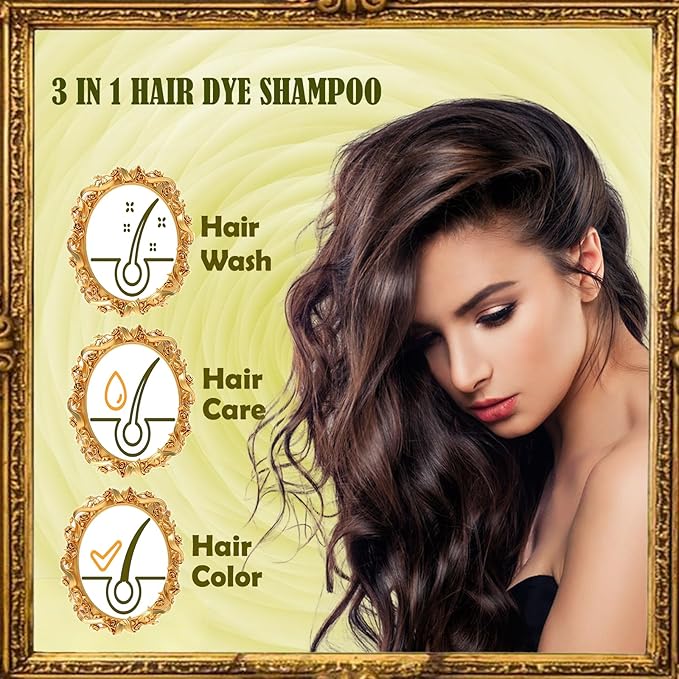 Dark Coffee Hair Dye Shampoo 3 in 1 for Gray Hair Coverage - Instant Shampoo Para Pintar el Cabello for Women Men, Herbal Brown Hair Color Shampoo Easy to Use & Long Lasting Champu Para Canas 16.90 oz-Velvo Beauty