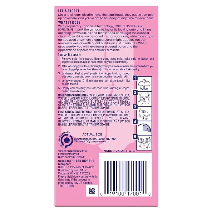 Bioré Nose+Face Blackhead Remover Strips, Deep Cleansing Strips for Nose, Chin, or Forehead, Instant Blackhead Removal and Pore Unclogging, Oil-free, Non-Comedogenic Use, Value Size 24 Count-Velvo Beauty