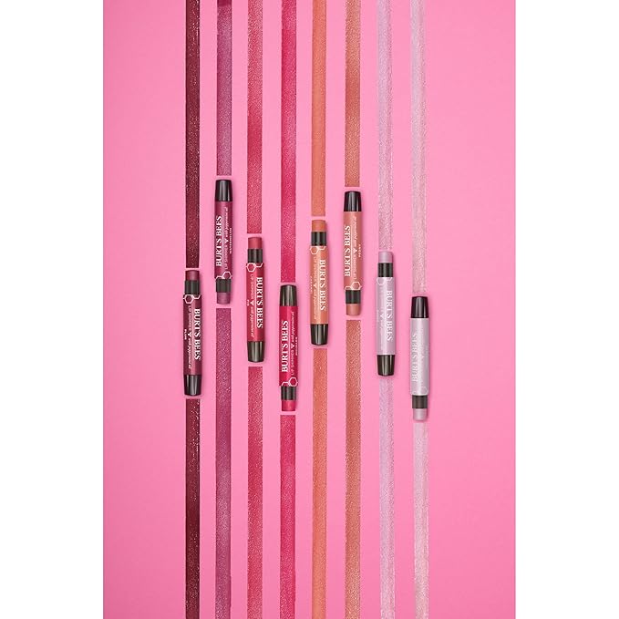 Burt's Bees Shimmer Lip Tint Set, Tinted Lip Balm Stick, Moisturizing for All Day Hydration with Natural Origin Glowy Pigmented Finish & Buildable Color, Peony (4-Pack)-Velvo Beauty