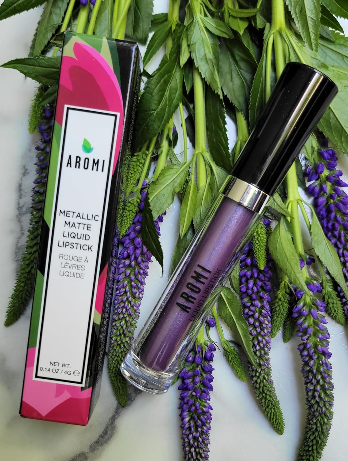 Aromi Violet Plum Metallic Liquid Lipstick | Dark Purple Lip Color with a Shimmery Finish, Vegan, Cruelty-free, Long-Lasting and Smudge Proof Lipstick (Silver Plum)-Velvo Beauty