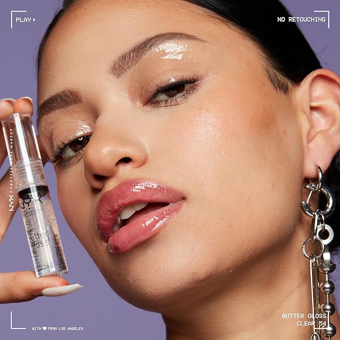 NYX PROFESSIONAL MAKEUP Butter Gloss, Non-Sticky Lip Gloss - Sugar Glass (Clear)-Velvo Beauty