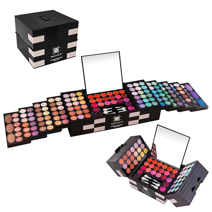 SHANY All About That Face Makeup Kit - All in one Beginner Makeup Set - Eye Shadows, Lip Colors, Face Makeup, Cosmetics applicators & More.-Velvo Beauty
