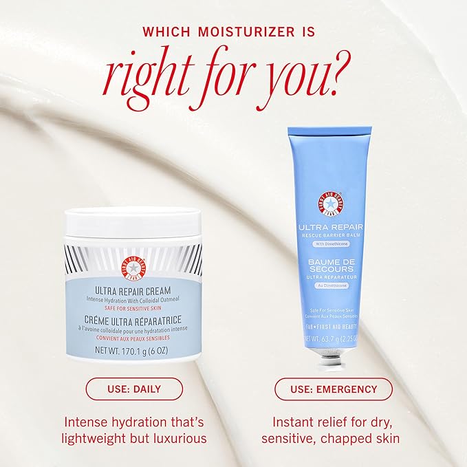 First Aid Beauty - Ultra Repair Cream, Intense Hydration Whipped Colloidal Oatmeal, Clinically Proven to Strengthen Skin Barrier in 7 Days & Helps Relieve Eczema, Luxury Moisturizer, 6 oz + Bonus, 2ct-Velvo Beauty