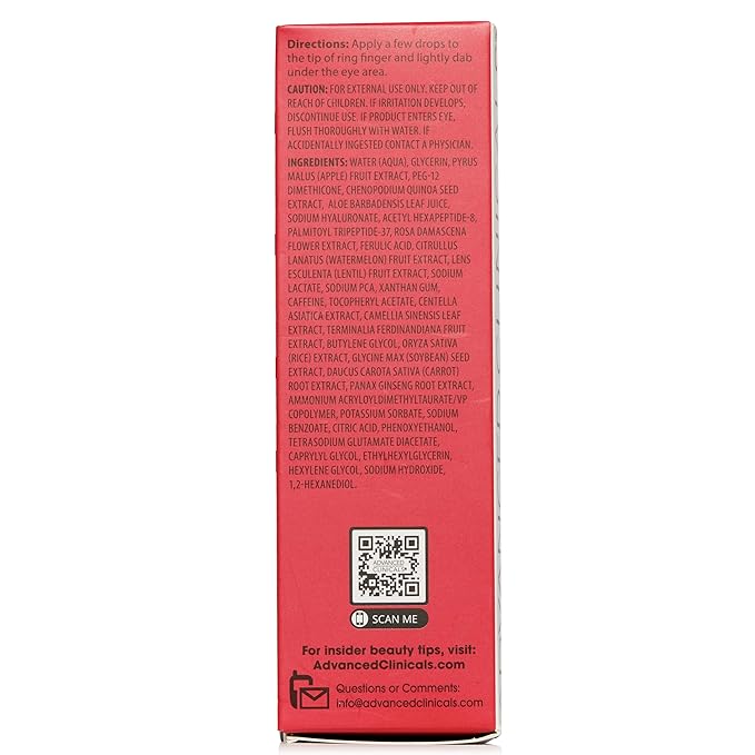 Advanced Clinicals Dark Circle Caffeine Under Eye Serum For Face With Hyaluronic Acid Moisturizer + Peptides | Brightening Vitamin C Serum Helps Improve Look Of Puffy Eye & Fine Lines, 1.75 Fl Oz-Velvo Beauty