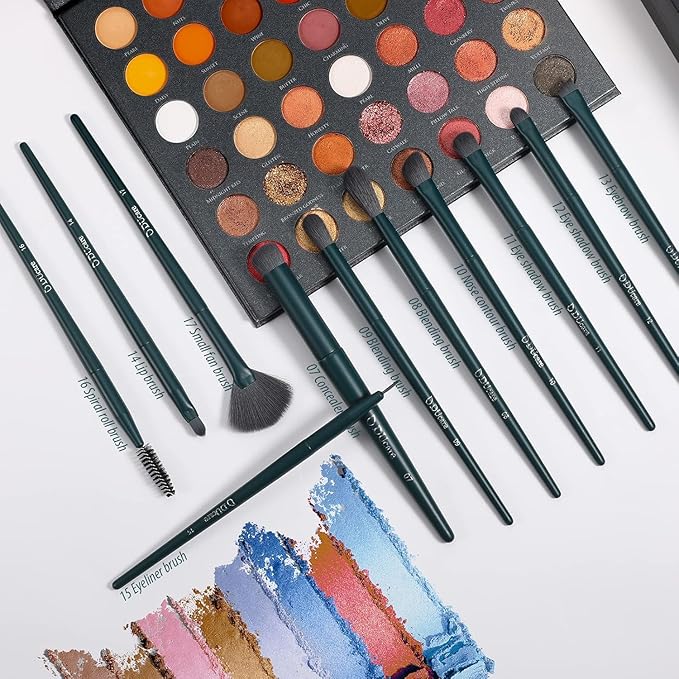 DUcare 17Pcs Professional Makeup Brush Set Complete Kit with Brush Cleaning Mat and Makeup Sponge, Ideal for Foundation, Eyeshadow, Liquid Cream, Gift Box Set-Velvo Beauty