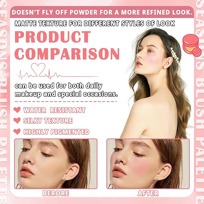 Blush Cream for Cheeks,Face Matte Contour Blush Makeup,Buildable Shimmer Facial Cheek Blusher Shades,Blendable Cosmetic Makeup Blush 01-Velvo Beauty