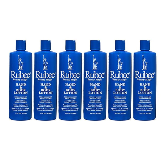 RUBEE Body & Hand Lotion - Pack of 6 Non-Greasy Lotion for Women & Men - 16oz for Extremely Dry Skin - Vitamin E Moisturizer-Velvo Beauty