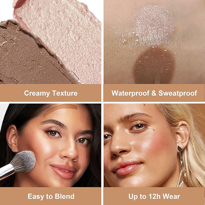 FV Cool Toned Contour Stick, Double-ended Contour and Highlighter Stick, Long Lasting & Lightweight Contour Stick Makeup with Natural Finish, Waterproof and Creamy Texture for Face Shaping, 01-Velvo Beauty