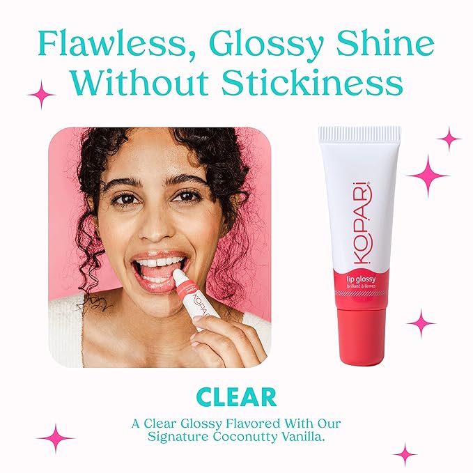 Kopari Coconut Lip Glossy Clear - Hydrating and Moisturizing Coconut Oil, Vitamin E and Shea Butter Lip Gloss With 100% Organic Coconut Oil, Non GMO, Vegan Sulfate Free (2 Pack)-Velvo Beauty