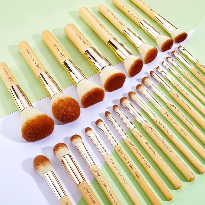 Jessup Professional Bamboo Makeup Brushes, Premium Synthetic Foundation Powder Concealer Blush Highlight Eye Blending Cosmetic Brush Set 25pcs T135-Velvo Beauty