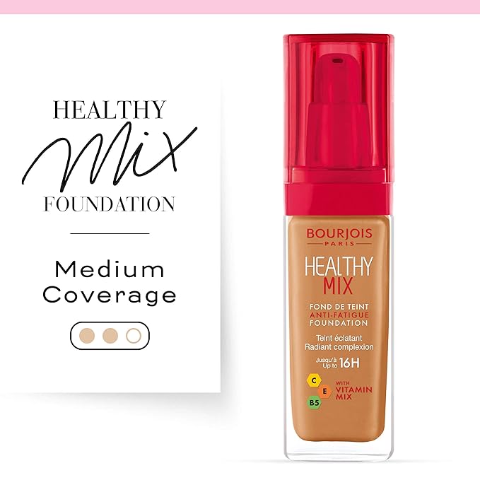 Bourjois Healthy Mix Anti-Fatigue Medium Coverage Liquid Foundation 58 Caramel, 30ml-Velvo Beauty