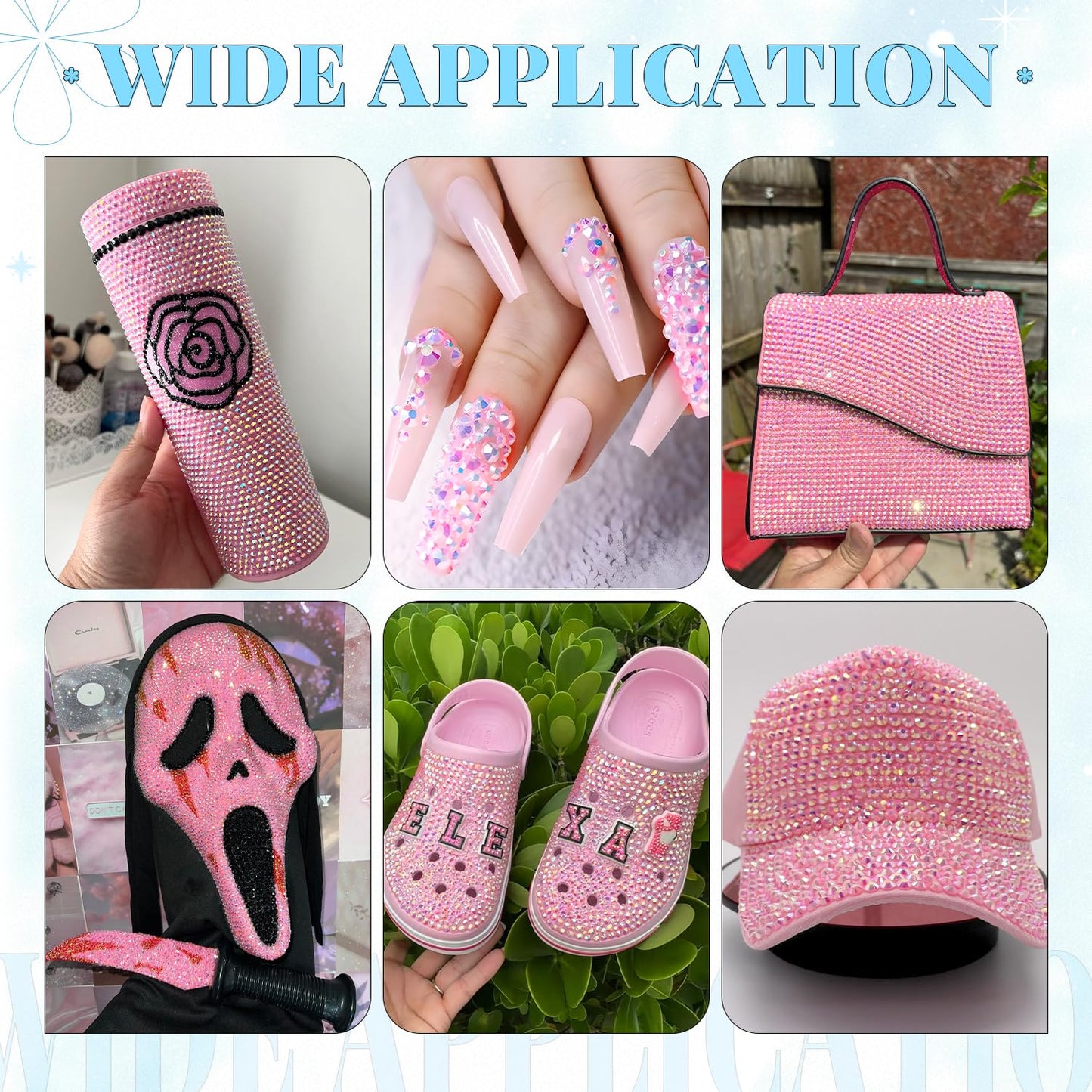 6000Pcs Resin Rhinestones for Bedazzling with 3Pcs B7000 Jewelry Glue, 1 Box Light Pink AB Flatback Rhinestones for Crafting Crafts DIY, Crystals Gems for Clothing Shoes Tumblers Nail Art Makeup-Velvo Beauty