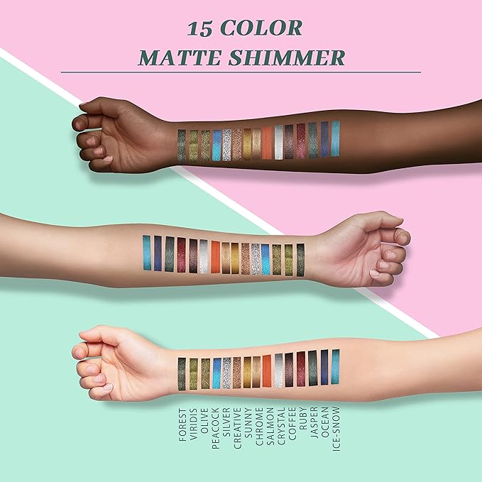 Dito 15 Color Jungle Eyeshadow Palette With 2Pcs Makeup Brush, Long Lasting Matte Makeup Palette With Mirror, Waterproof Shimmer Glitter Eyeshadow Pallet For Wife & Lover & Mother-Velvo Beauty