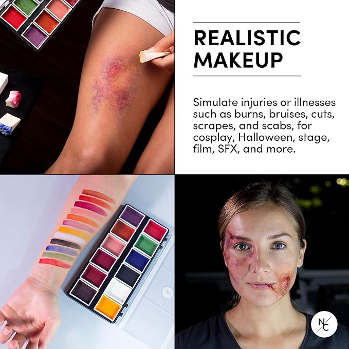 FX Alcohol-Activated 12 Colors Makeup Palette, Highly Pigmented Professional Makeup for the Stage, Film, Costumes, Cosplay, SFX, Performance Arts-Velvo Beauty
