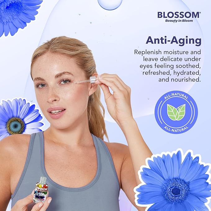 Blossom All Natural Organic Cruelty Free Moisturizing Eye Serum with Essential Oils, Infused with Real Flowers, Made in USA, 0.5 fl. oz., Spring Bouquet-Velvo Beauty