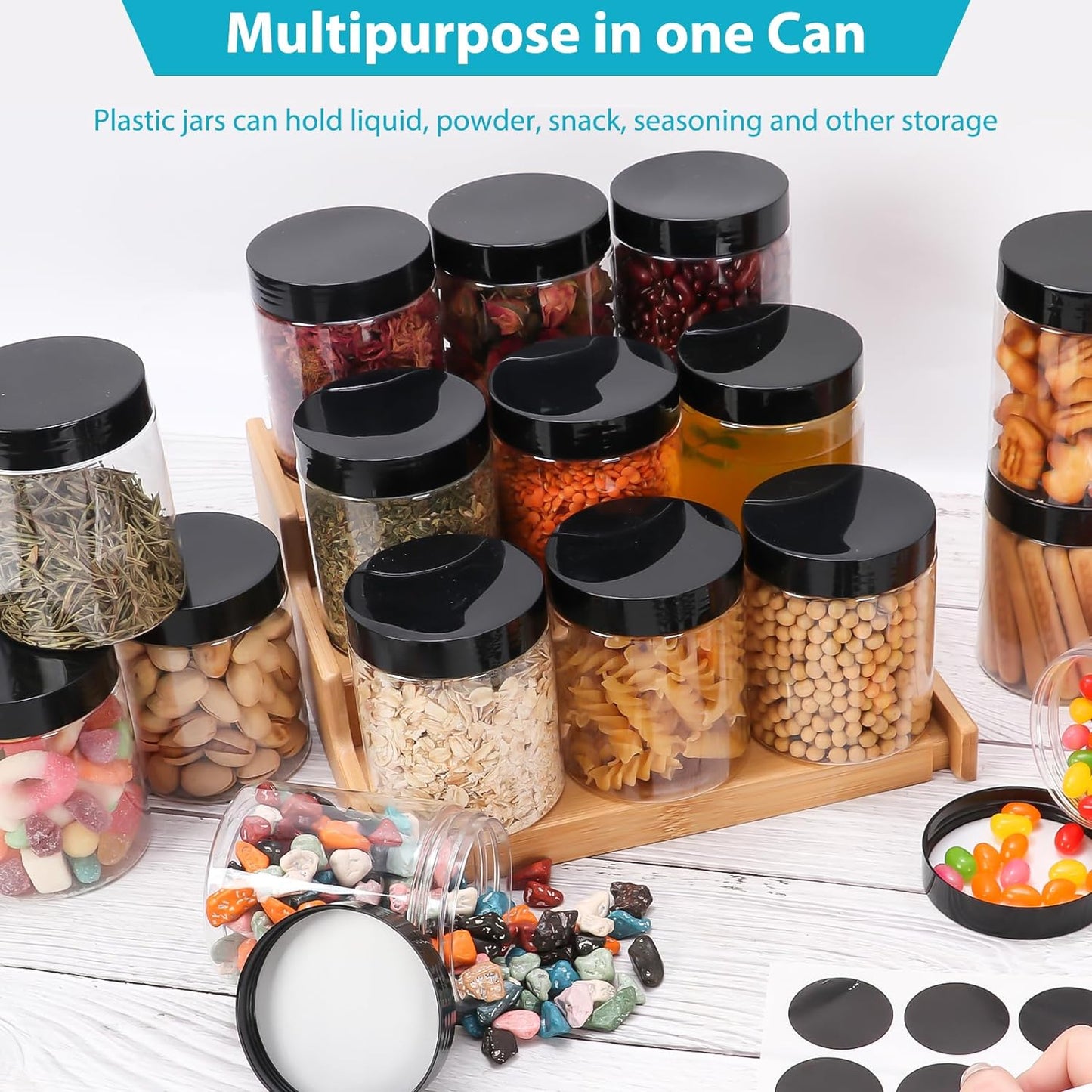 8 oz Clear Plastic Round Jars with Black Lids, 40pcs 8oz 250ml Leak-Proof Wide-Mouth Cosmetic Storage Containers for Slime, Kitchen Use, Beauty Products, Cream, Scrubs, Bath Salt and More-Velvo Beauty