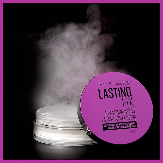 Maybelline Facestudio Lasting Fix Setting + Perfecting Loose Powder Makeup, All Day Matte Wear, Minimizes Shine, Sets Foundation Makeup, Translucent, 0.21 oz.-Velvo Beauty