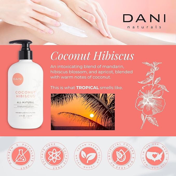 Naturals Hand & Body Lotion - Coconut Hibiscus Scented, Moisturizing & Nourishing Lotion for Dry Skin, Deep Hydration with Natural & Organic Ingredients, Paraben-Free, Vegan & Cruelty-Free, 12 Oz-Velvo Beauty