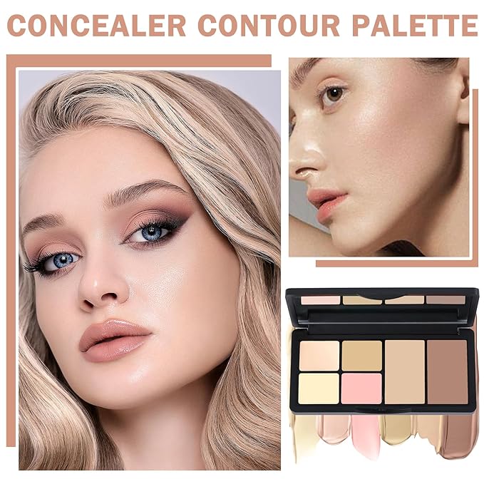 Cream Concealer Contour Makeup Palette Cream Foundation Palette for Dark Circles Professional Concealer Full Coverage Face Highlighter Contour Makeup Palette with Brush - 02 Concealer-Velvo Beauty