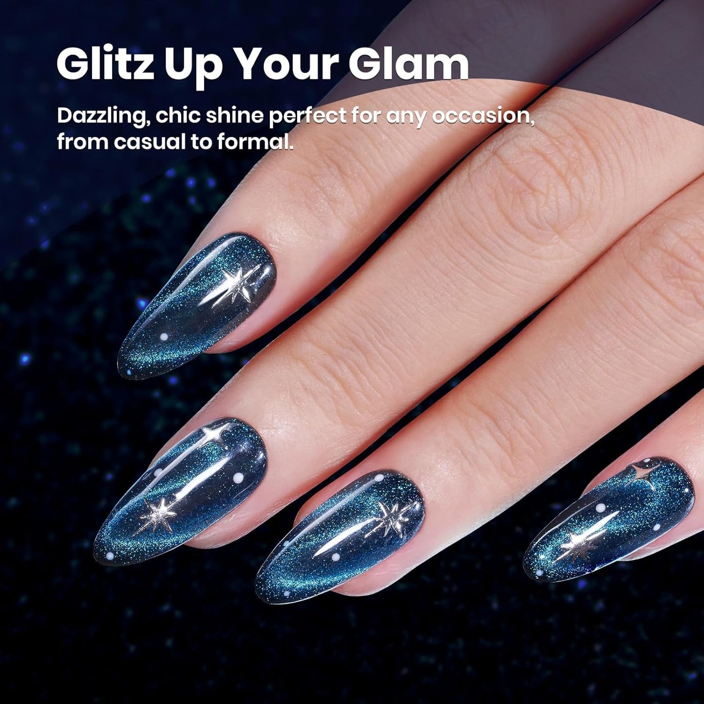 Beetles Chameleon Cat Eye Gel Polish - 15ML Blue Cat Eye Glitter Gel Polish 9D Magnetic Soak Off UV Shimmer Velvet Gel Mermaid Tears Series Nail Art DIY Manicure Gifts for Women-Velvo Beauty