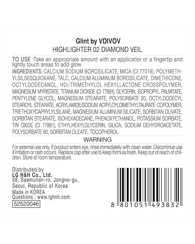Glint Dewy Highlighter (Diamond Veil, 0.08oz) - Luminous Glow, Infused with Micropearls, Shiny Illuminator. Rich Pigment & Silky Touch, Korean Makeup.-Velvo Beauty