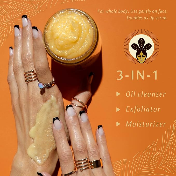 Nopalera Mandarina Cactus Flower Exfoliant - Face & Body Scrub, 3-in-1 Cleanser, & Moisturizer, Vegan, Cruelty-Free, Natural Citrus Scent, Dye Free, 6 oz.-Velvo Beauty