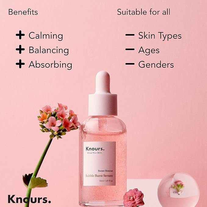 Knours. Balancing 5xHA+Gromwell Root oil Bubble Burst Serum w/ 59% Rose Water Niacinamide, Retinal Hydrating Healthy Serum for Improved Tone & Texture EWG Verified Clean Beauty 50ml/1.69fl. oz.-Velvo Beauty