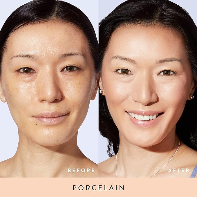 LAURA GELLER NEW YORK Baked Balance-n-Brighten Foundation with Kabuki Brush Makeup Set, Porcelain-Velvo Beauty