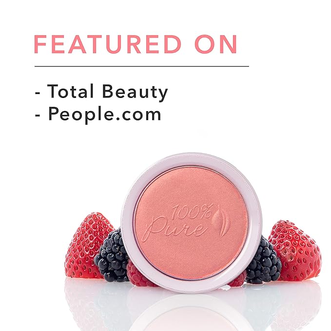 100% PURE Powder Blush (Fruit Pigmented), Mimosa, Soft Shimmery Finish, Nourishes Skin w/Rosehip Oil, Cocoa Butter, Natural Makeup (Light Coral) - 1.81 oz-Velvo Beauty
