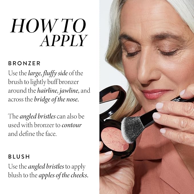 LAURA GELLER NEW YORK Dual-Ended Blush + Bronzer Brush - Blush Bronzer Contour Face Makeup Brush-Velvo Beauty