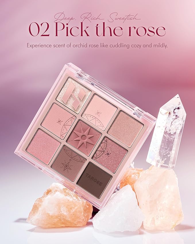 HOLIKA HOLIKA My Fave Mood 10 Pick the Rose - 9 Colors Eye Palette - Warm Tone Rose, Brown & Marsala - Matte Shimmer Eyeshadow Kit - Multipurpose for Blusher - Flawless Finish, Soft-Velvo Beauty