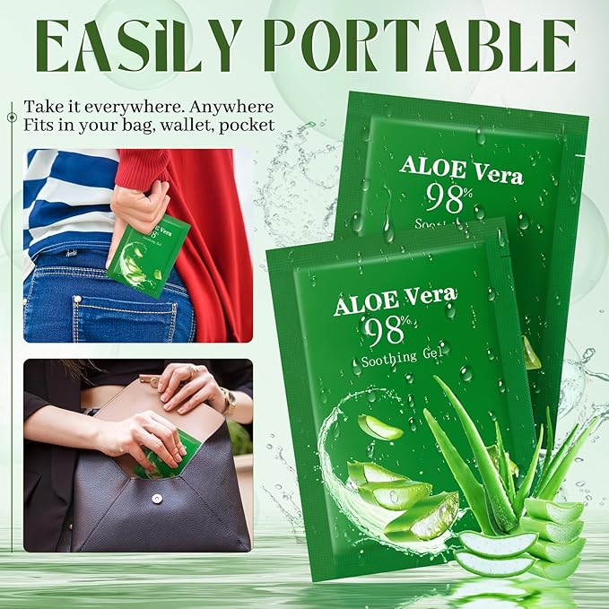 60 Pcs Aloe Vera Gel Bulk Travel Size Soothing Gel 98% Organic Aloe Vera Moisturizer for Skin and Hair Face Moisturizer for Sunburns Relief, Razor Burns, DIY Skincare-Velvo Beauty