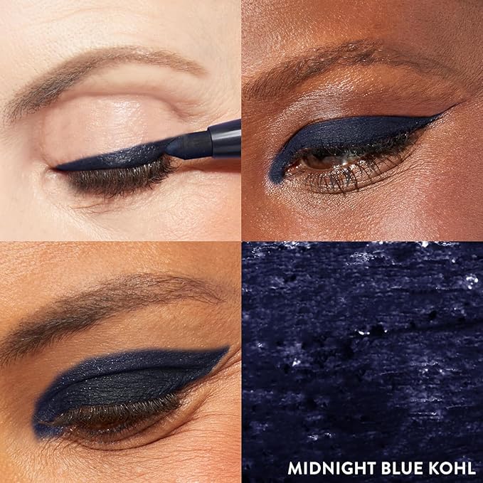 LAURA GELLER NEW YORK Kajal Longwear Kohl Eyeliner Pencil - Midnight Blue Kohl - Caffeine and Vitamin E - Smooth & Blendable Liner - Built-In Sharpener-Velvo Beauty