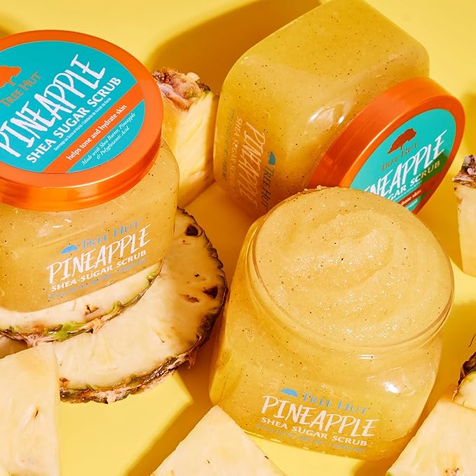 Tree Hut Shea Sugar Scrub - Pineapple - 18 oz - Exfoliating Body Scrub for Smooth, Glowing Skin - Made with Real Sugar and Shea Butter-Velvo Beauty