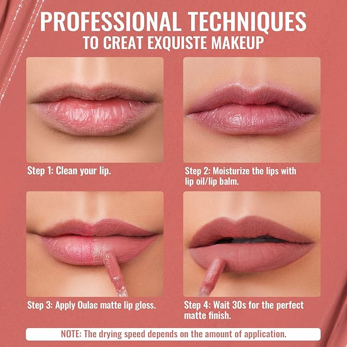 Oulac Matte Liquid Pink Nude Lipstick for Women, Long Lasting Lipstick Waterproof Lip Stain, No Transfer, Creamy High Pigmented Formula with Rose Oil, Vegan & Cruelty-Free, Coral Pink M11-Velvo Beauty