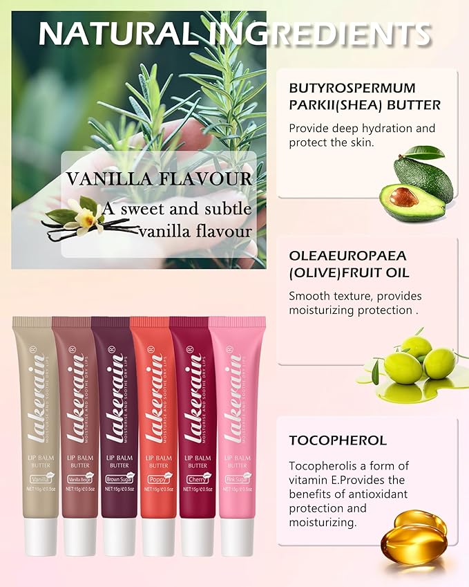 Lip Butter Balm Vanilla,Hydrating Tinted Butter Lip Gloss,Clear Lip Mask Lip Care Moisturizer,Glossier Lip Treatment Balm,Non-Sticky Jelly Glow Reviver Fat Lip Oil Lipgloss,Makeup Gift for Women-01-Velvo Beauty