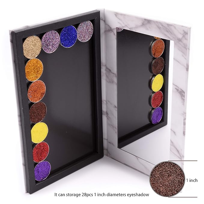 Magnetic Palette Marble Empty Makeup Palette with Mirror for Eyeshadow Lipstick Blush Powder (White)-Velvo Beauty