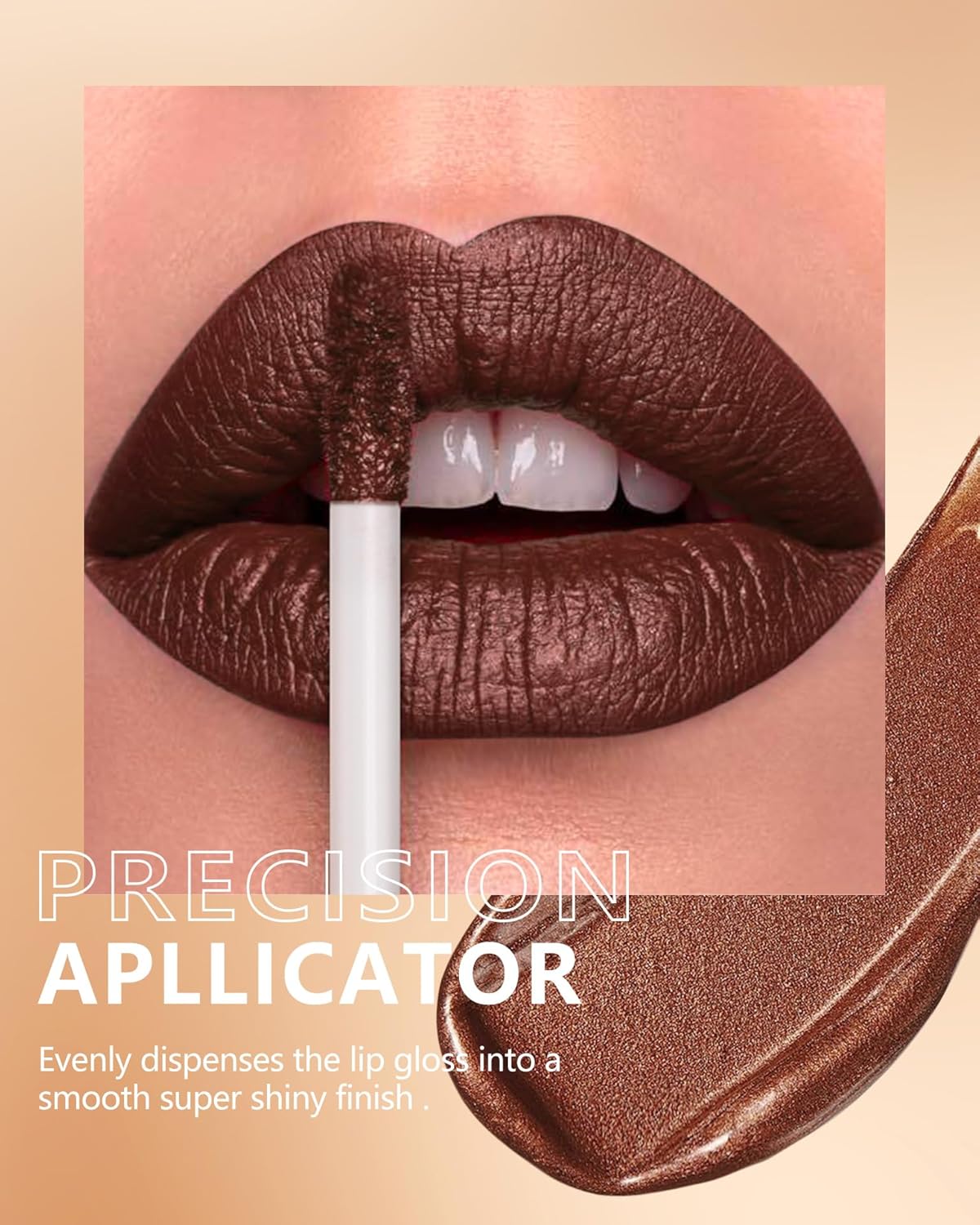 MAKI YIKA Brown Lipstick for Women Metallic Lipsticks Glitter Long Lasting Lipstick No Smudge No Transfer Liquid Lip Gloss (BR04 After Heat)-Velvo Beauty