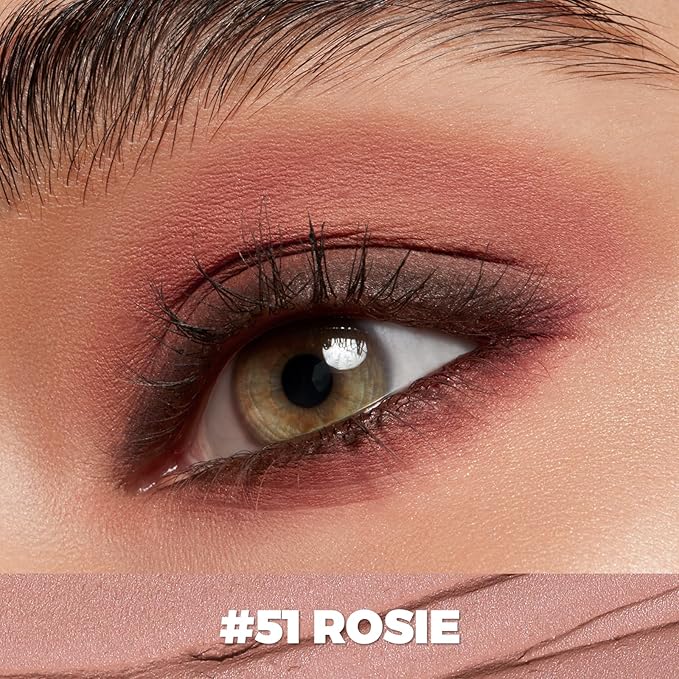 FOCALLURE Shimmer and Matte Cream Eyeshadow Stick,Smooth Brilliant Eye Brightener Pencil for Women,Long Lasting Waterproof Eye Shadow and Liners Makeup,Rosie-Velvo Beauty