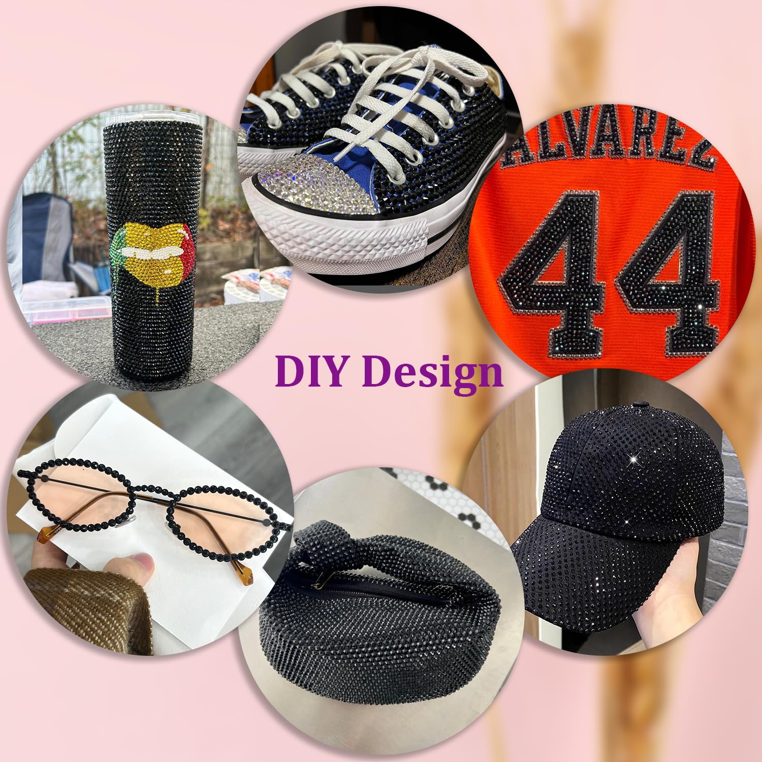 30000Pcs Black Rhinestones for Bedazzling Crafting, Flatback Resin Gems Crystal, Bedazzler Kit with 3Pcs 10ml B7000 Jewelry Glue and Tweezers for DIY Crafts Clothing Shoes Fabric Nail Art-Velvo Beauty