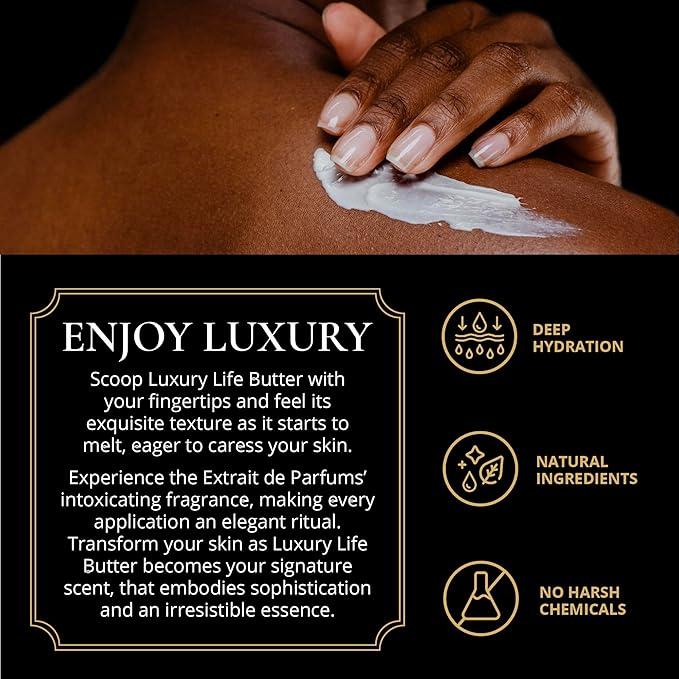 LUXURY LIFE Bed Butter - Scented, Luxurious Body Butter With All-Natural Hyaluronic Acid For Soft, Glowing, Hydrated Skin For Men & Women - Suitable For All Skin Types - Luxury Scent, 5 oz-Velvo Beauty