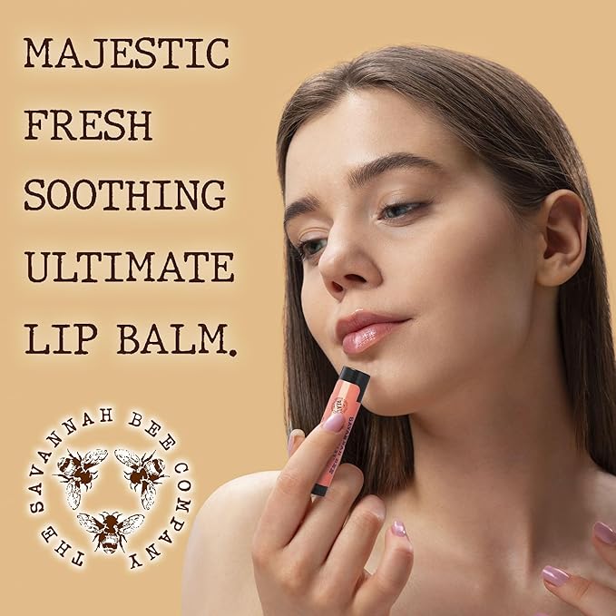 Savannah Bee Lip Balm Hanger 0.15 oz - Invigorating Mint Flavor - Natural Ingredients for Supple, Soft Lips - Convenient Hanger Design (.15 Oz, Peach)-Velvo Beauty